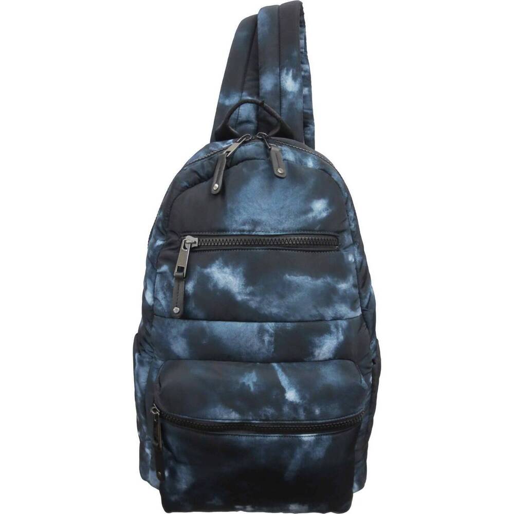 NEW SONDRA ROBERTS tie dye quilted nylon backpack in black combo